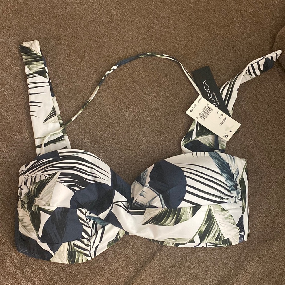 La Blanca jungle leaf halter bikini top sz 14 NWT